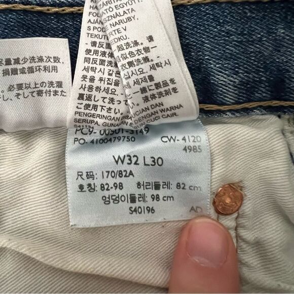 Levi's 501 Jeans Mens Size 32x30 Blue Straight Leg Button Fly Denim Stretch - Picture 12 of 15